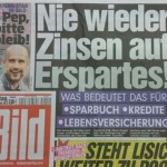 Das Bild zeigt die Titelseite der BILD zeitung Nie wieder Zinsen