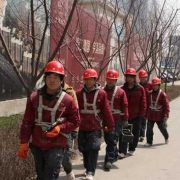 Chinesische Arbeiter auf der Baustelle in Shenyang
