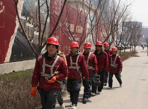 Chinesische Arbeiter auf der Baustelle in Shenyang