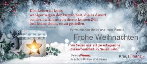 Weihnachtsgruß von Kraus Finanz aus Alzenau